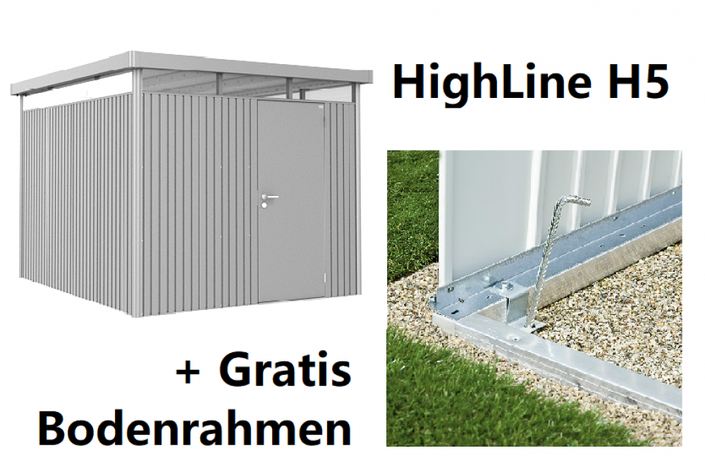 Highline H5 (275 x 315 cm) / silber-metallic / Standardtür + Alu-Bodenrahmen